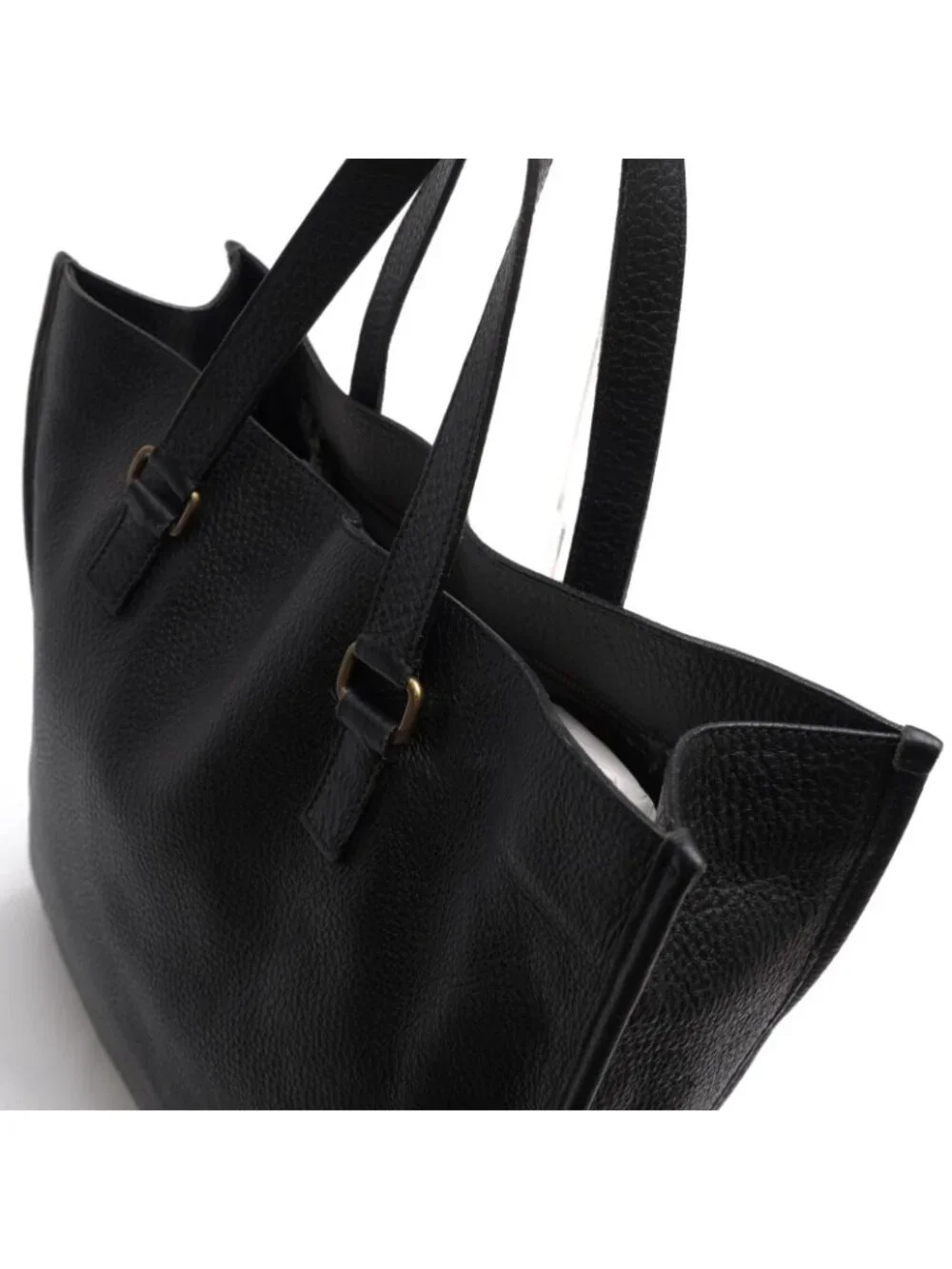 Prada Tote Bag Leather Black Shrink